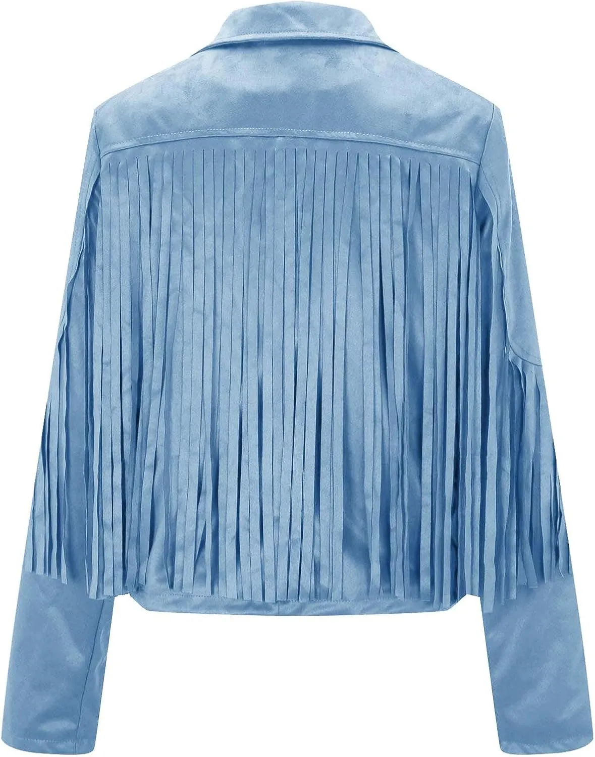 Women's Fringe Faux Suede Leather Jackets 2025 Fashion Tassel Motorcycle Cropped Coats Trendy Cardigan Outwear