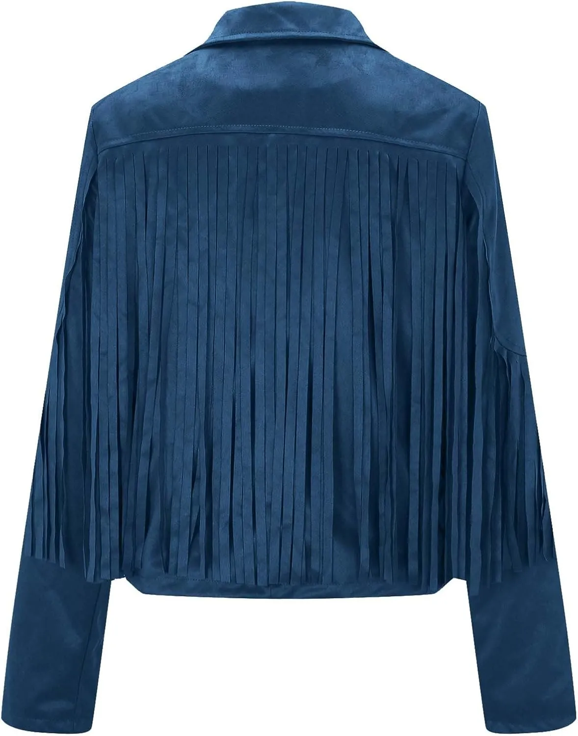 Women's Fringe Faux Suede Leather Jackets 2025 Fashion Tassel Motorcycle Cropped Coats Trendy Cardigan Outwear