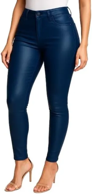 Womens High-Waist PU Leather Leggings  Stretchy Faux Leather Pants for Club, Casual, or Night Out