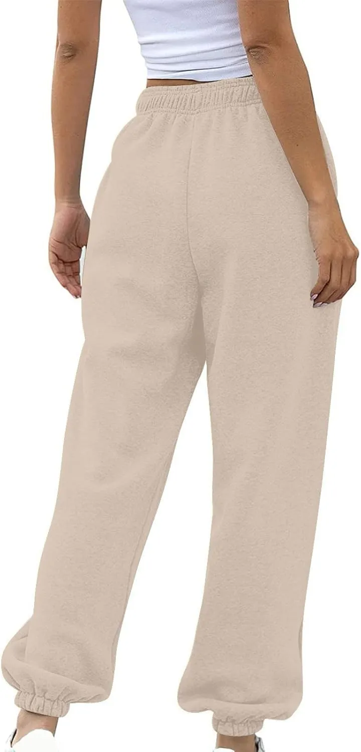 Womens High Waisted Baggy Sweatpants Workout Cinch Bottom High Waist Jogger Pants Y2k Trendy Pockets Lounge Trousers