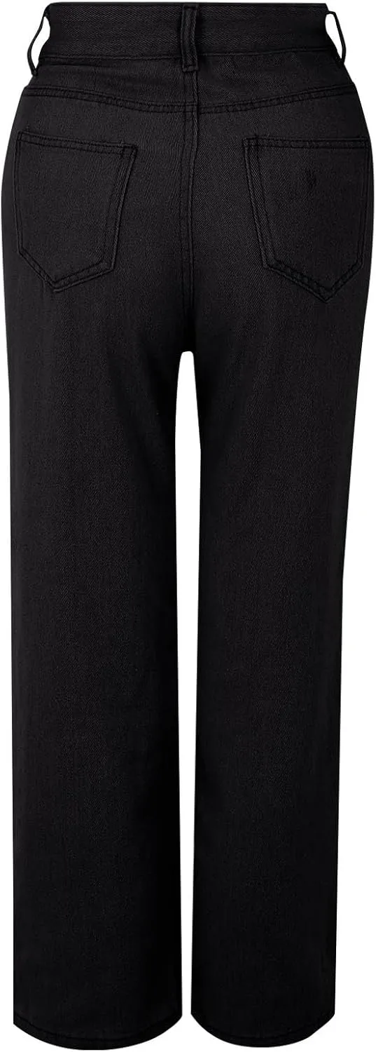 Women's High Waisted Wide Leg Jeans with Forward Pockets Trendy Casual Denim Pants for Comfort and Style Everyday