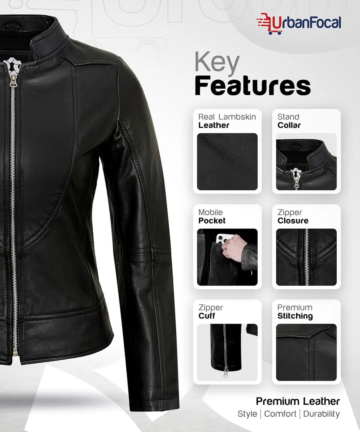 Womens Leather Jackets - Real Lambskin Stylish Motorcycle Leather Coat Women
