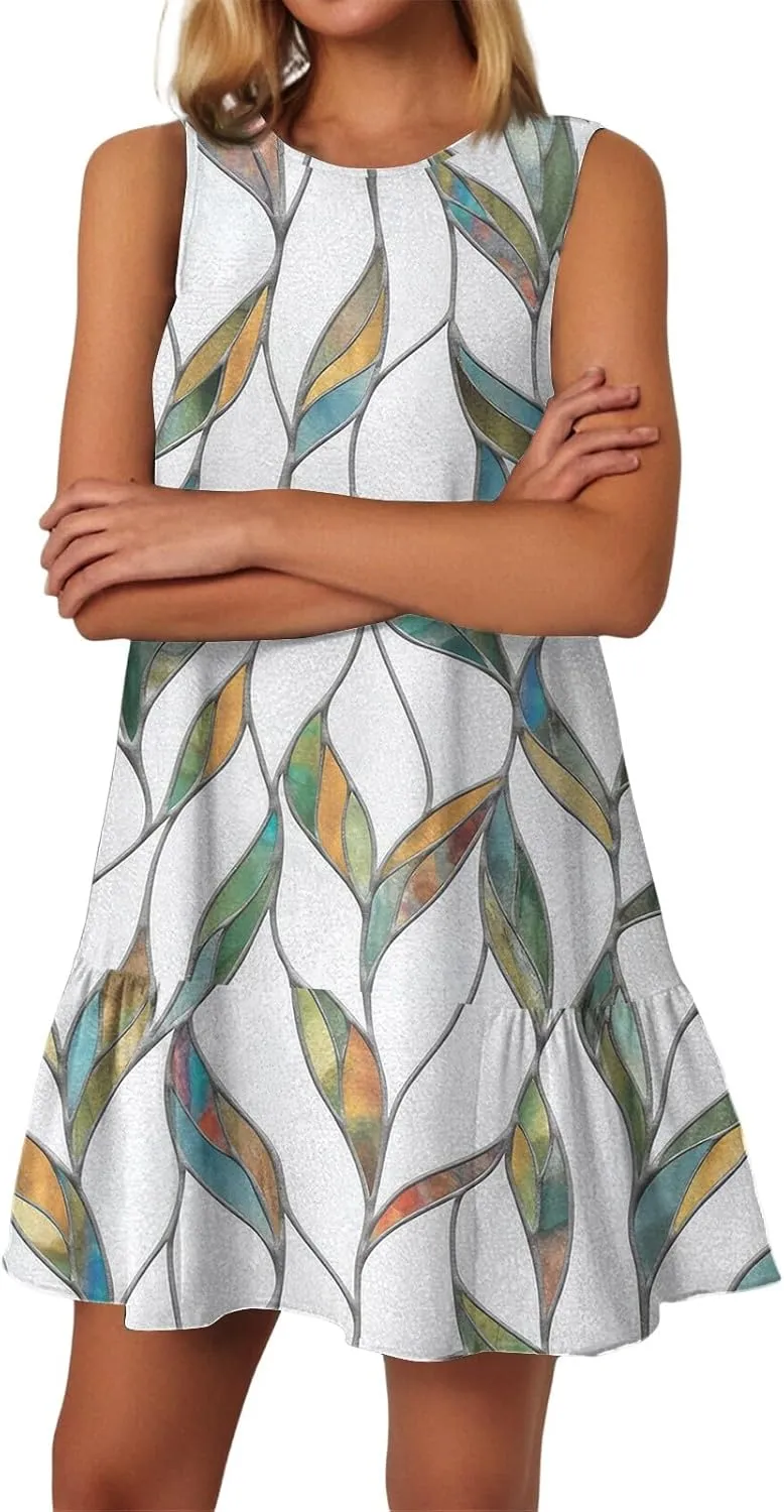 Women's Ruffle Hem Sleeveless Tank Dress Womens Sundress Summer Dresses for Women 2025 Spring Beach Boho Mini Dress