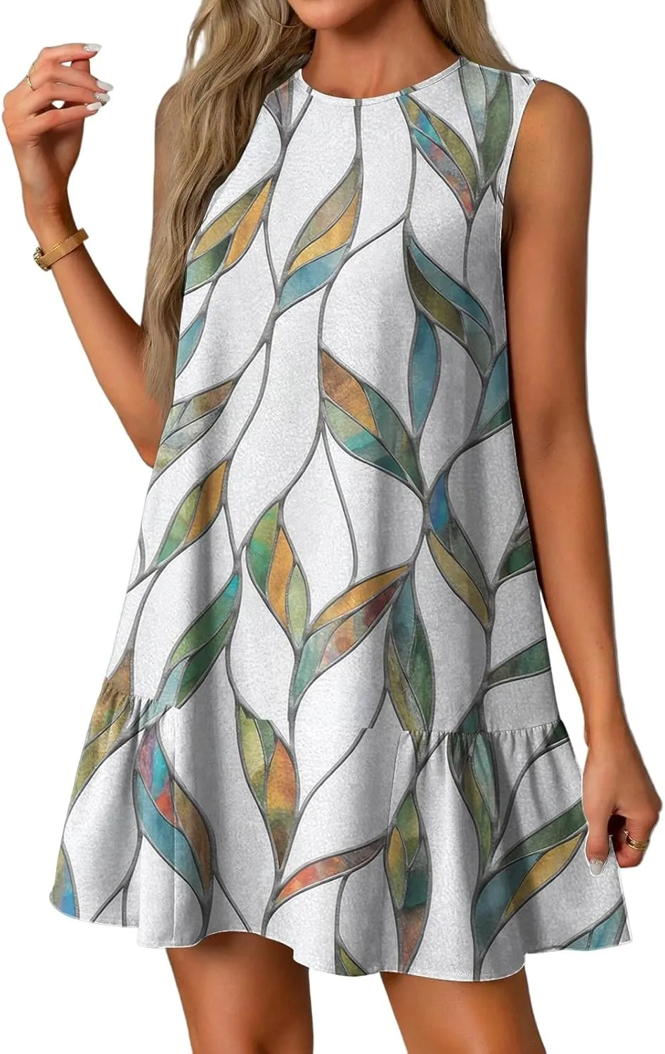 Women's Ruffle Hem Sleeveless Tank Dress Womens Sundress Summer Dresses for Women 2025 Spring Beach Boho Mini Dress