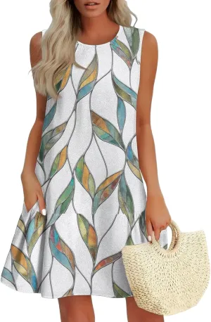 Women's Ruffle Hem Sleeveless Tank Dress Womens Sundress Summer Dresses for Women 2025 Spring Beach Boho Mini Dress