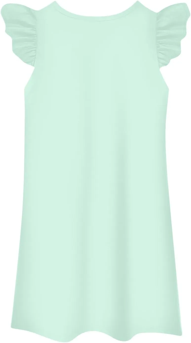 Women's Summer Dresses Beach Casual Sundress Ruffle Sleeve Ruffle Hem Short Mini Dress Vacation Outfits for Women