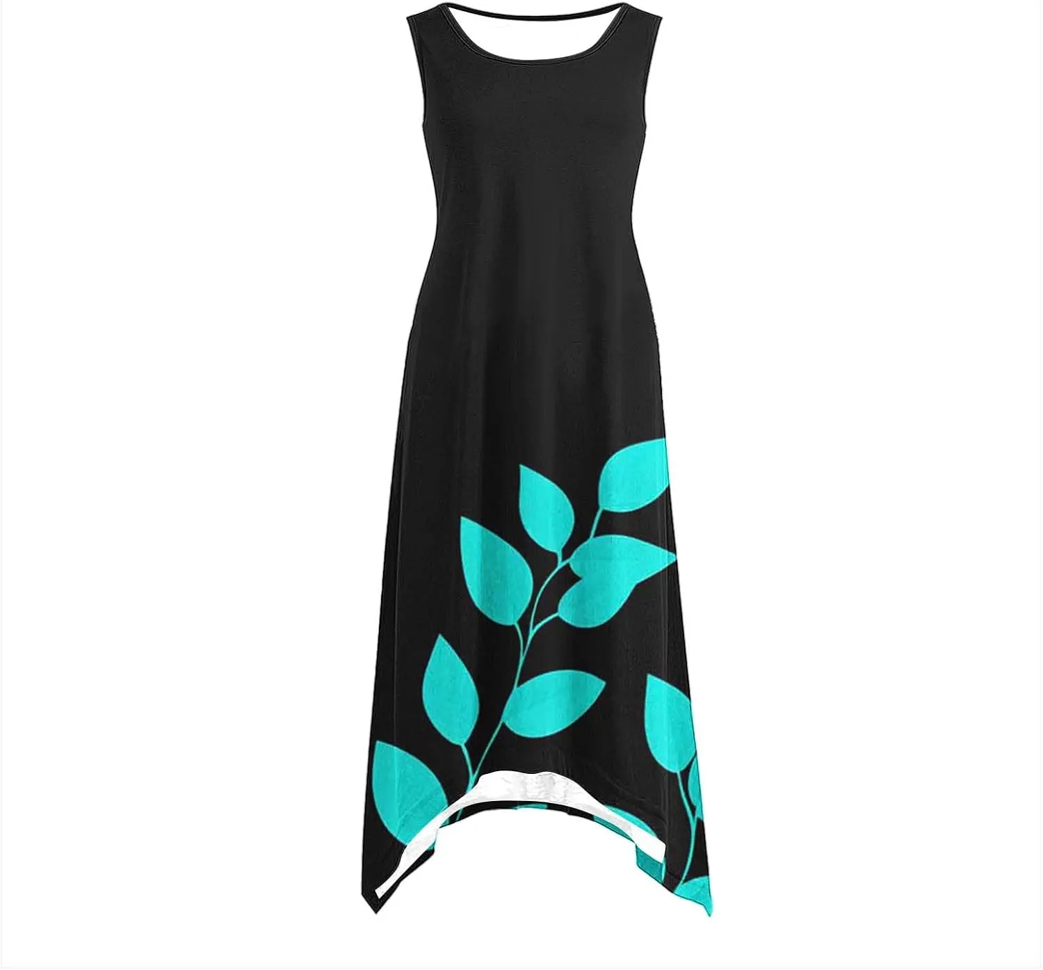 Womens Summer Dresses Loose Sleeveless Crew Neck Beach Irregular Dress with Pockets Printed 2025 Fashion Sundresses