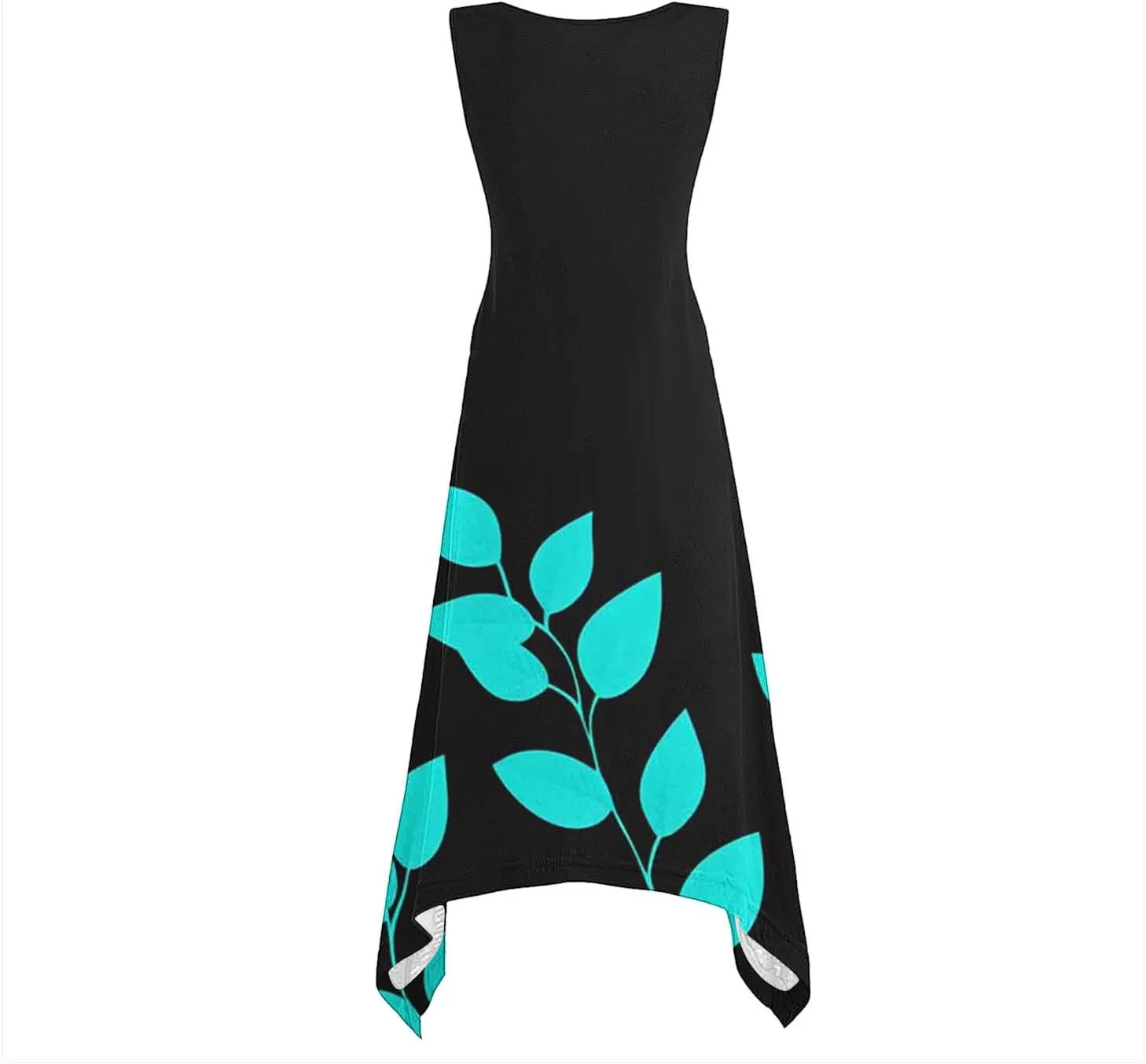 Womens Summer Dresses Loose Sleeveless Crew Neck Beach Irregular Dress with Pockets Printed 2025 Fashion Sundresses