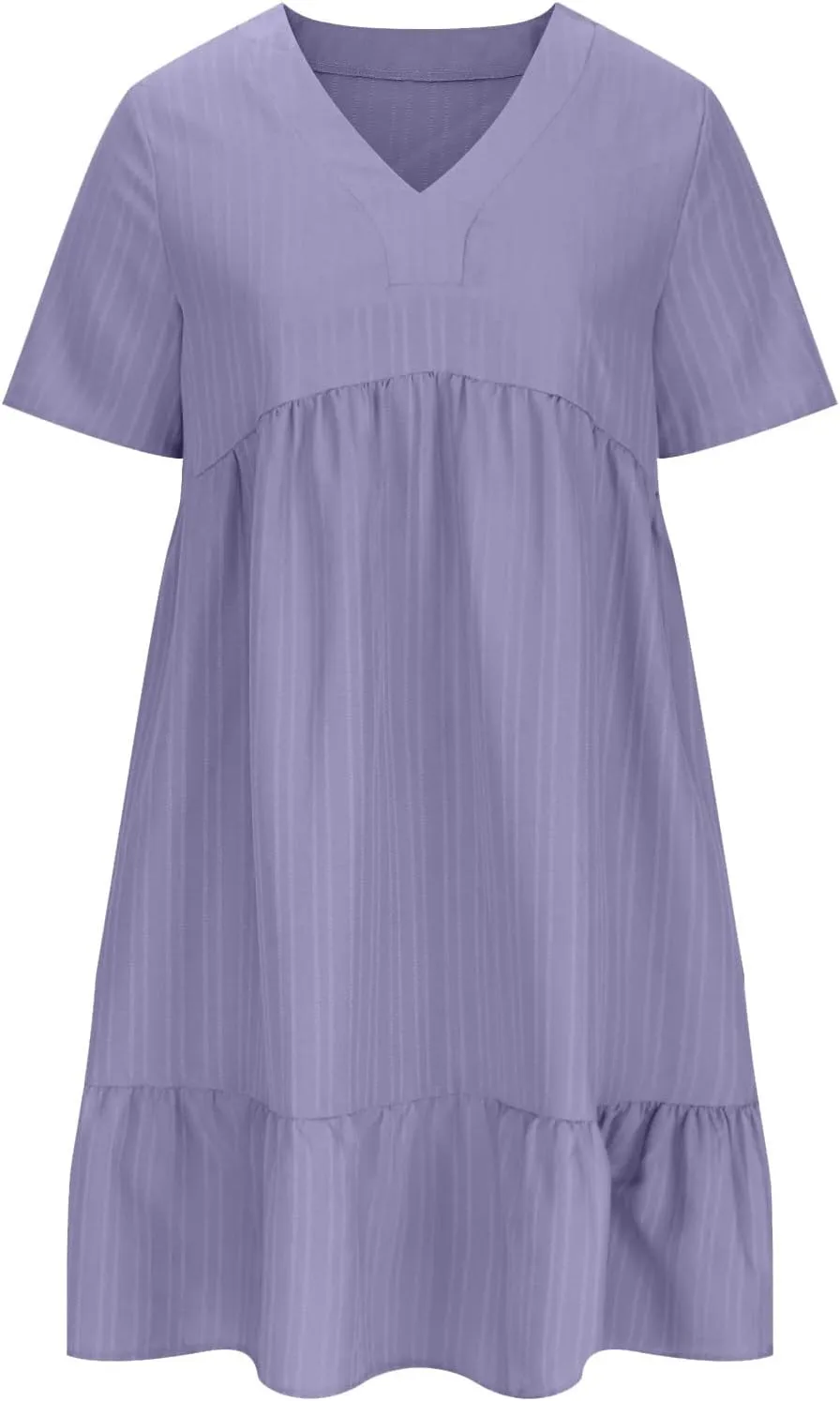 Womens Summer Dresses Sexy V Neck Party Dress Mini Ruffle Dresses Casual Beach Dress Short Sleeve Sundresses 2025