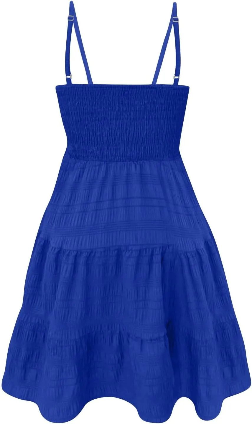 Women's Summer Sleeveless Sundress Casual Flowy A-Line Mini Dress with Adjustable Straps Beach Vacation Clothes
