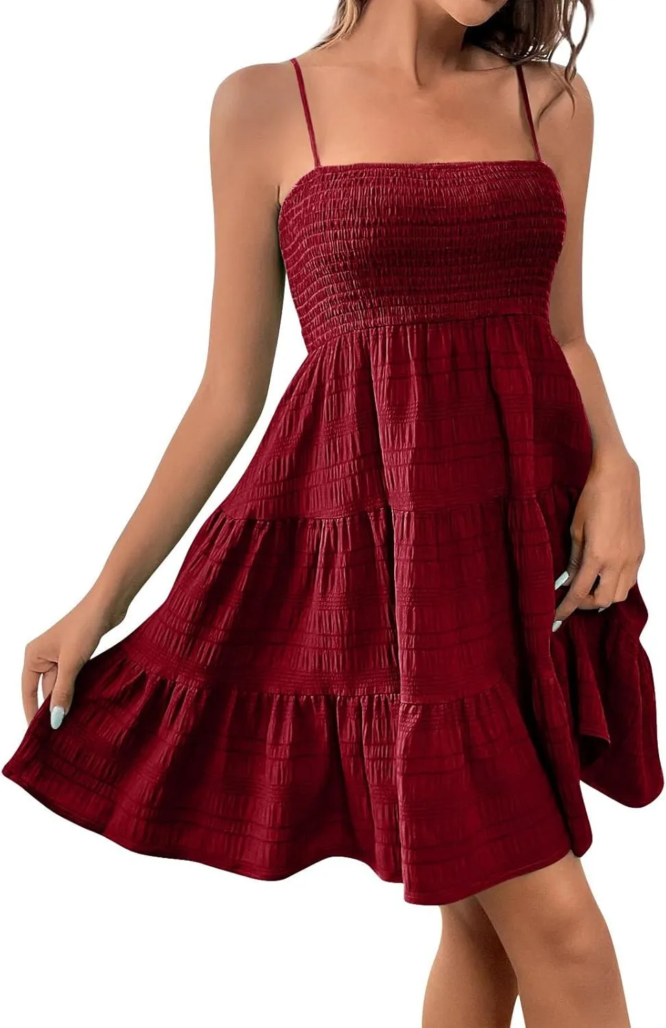 Women's Summer Sleeveless Sundress Casual Flowy A-Line Mini Dress with Adjustable Straps Beach Vacation Clothes