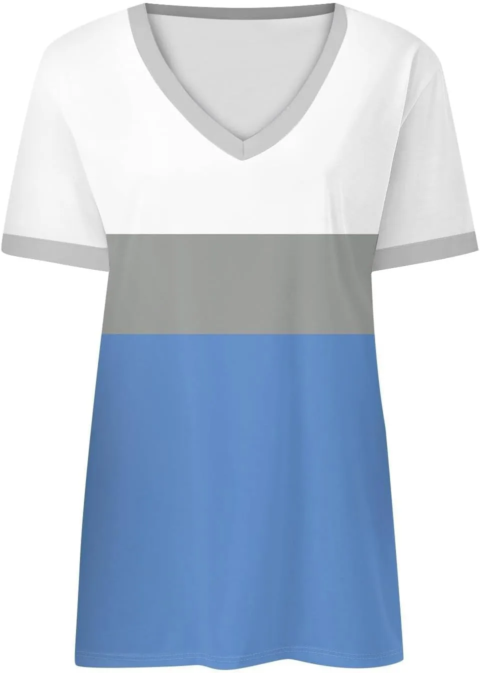 Womens Summer Tops Striped V Neck Short Sleeve T Shirts Casual Loose Fit Basic Tees Trendy Cute Dating Work Blouses