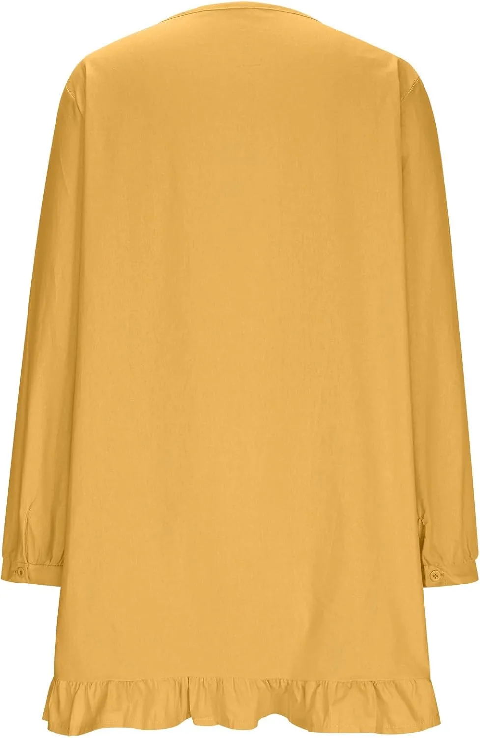Womens Tunic Shirt Mini Dress Cotton Linen Long Sleeve Beach Dress Round Neck Ruffle Hem Summer Casual Dresses