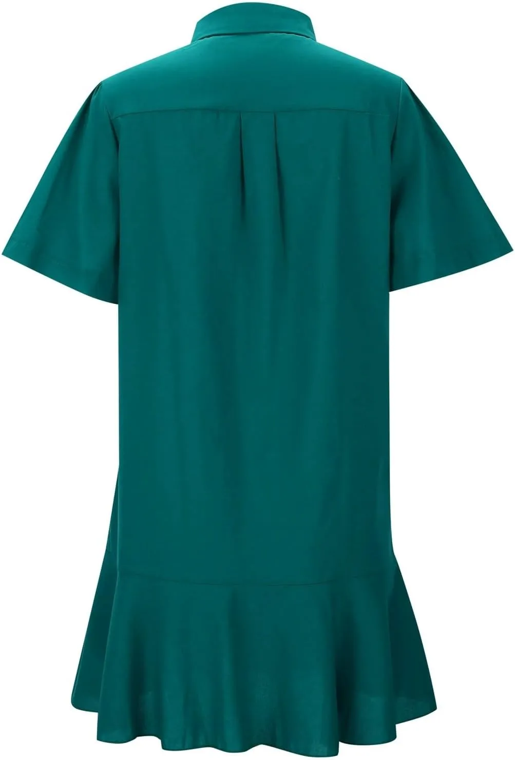 Work Dresses for Women 2025 Button Down Shirt Dress Short Sleeve Cotton Linen Ruffle Shift Mini Dresses