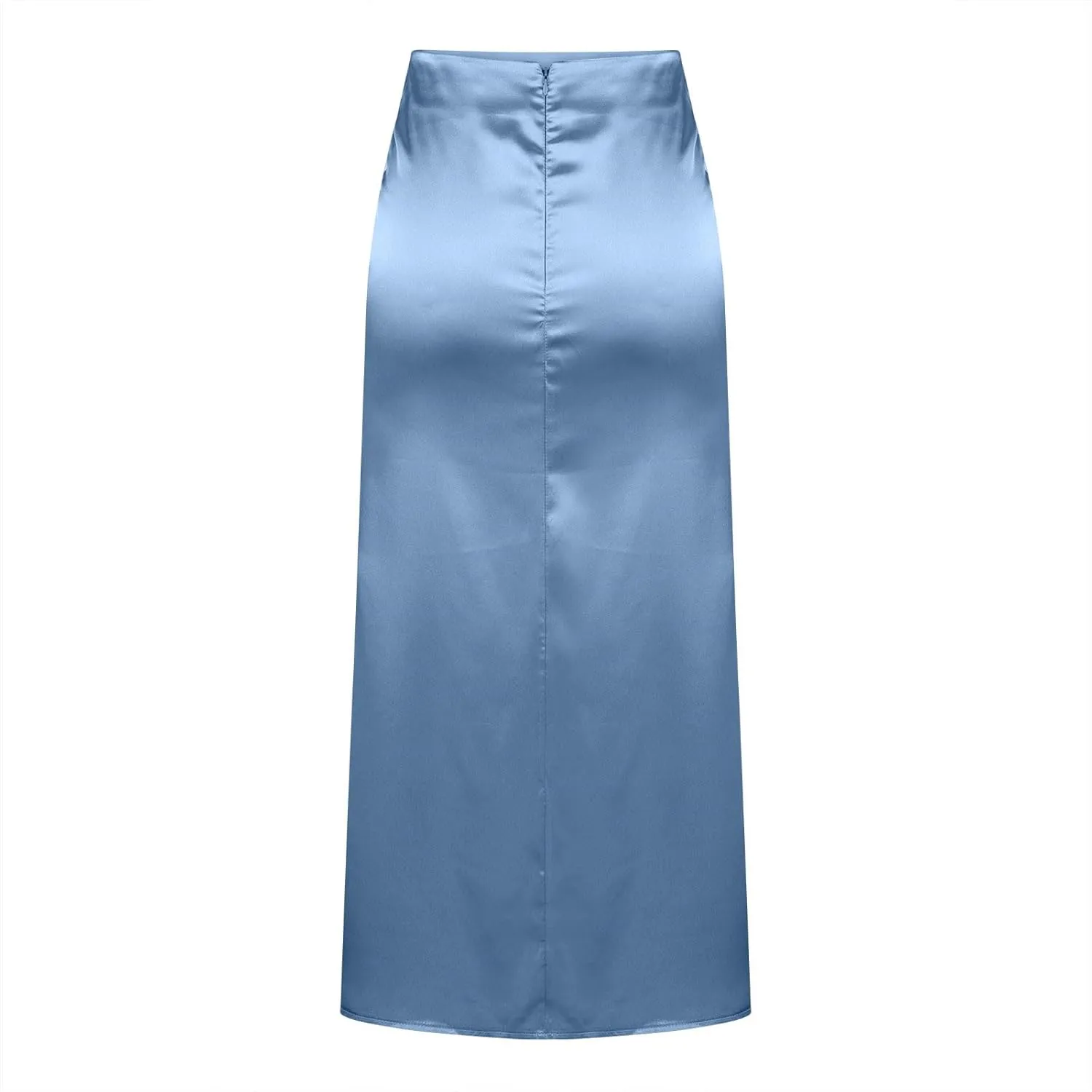 Xiaojmake Satin Skirts for Women Trendy High Waisted Waistband Flared Casual A Line Midi Skirt Zipper Elegant Work Skirts
