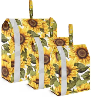 Yellow Sunflowers Leaves White Packing Cubes for Travel 3 Set Compression Travel Cubes Luggage Packing Organizers for Suitcases