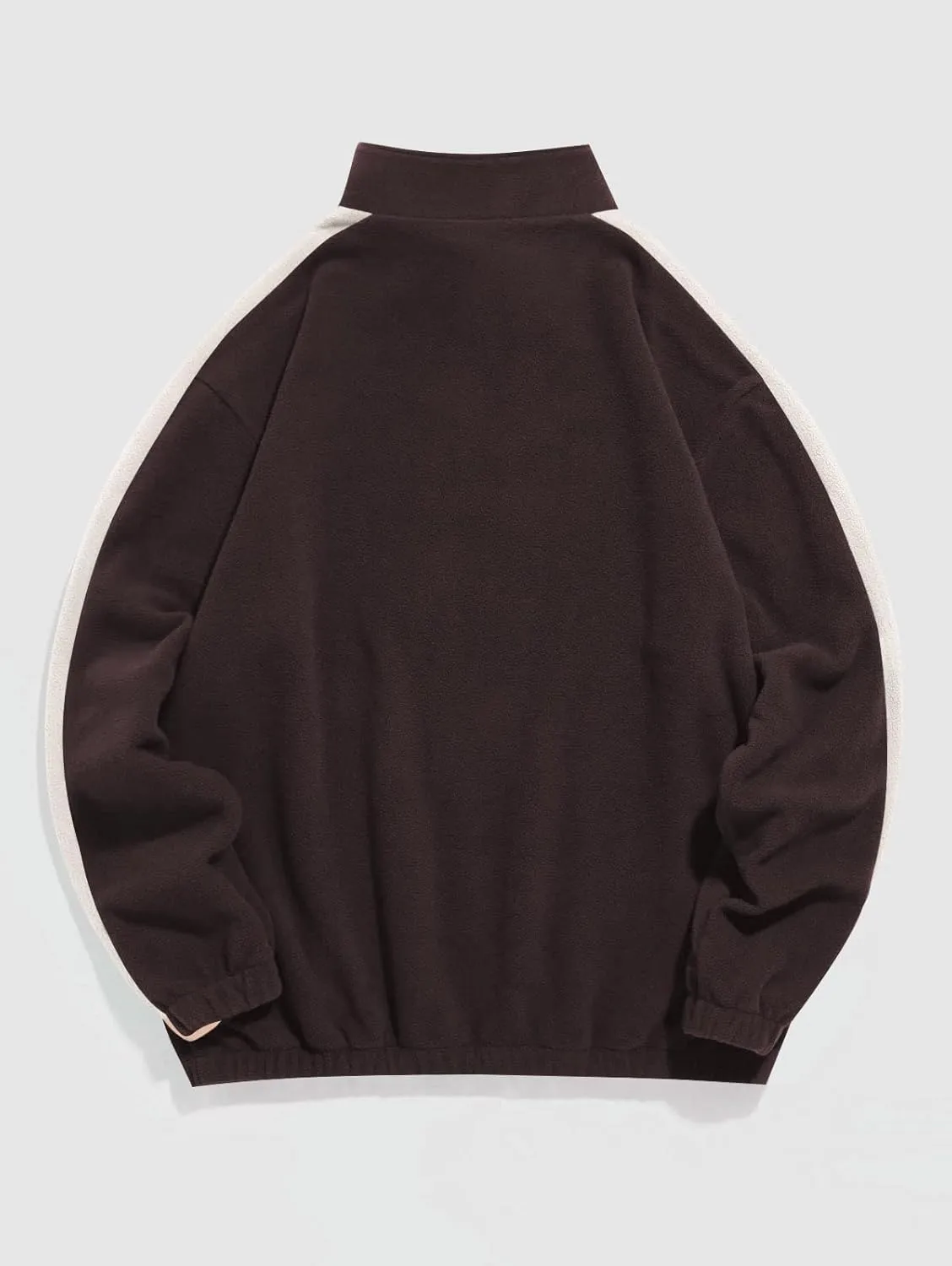 ZAFUL Mens Graphic Fleece Sweatshirts Quarter Zip Pullover Sweatshirt Letter Embroidered Oversized Vintage Hoodie Top