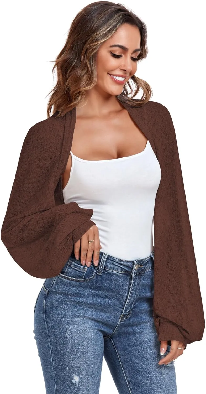 ZAFUL Women's Sheer Shrug Y2K Long Sleeve Cardigans 2025 Irregular Tie Front Bolera
