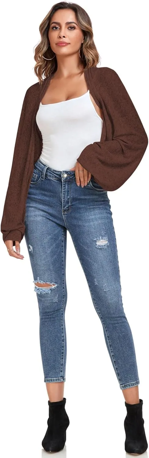 ZAFUL Women's Sheer Shrug Y2K Long Sleeve Cardigans 2025 Irregular Tie Front Bolera