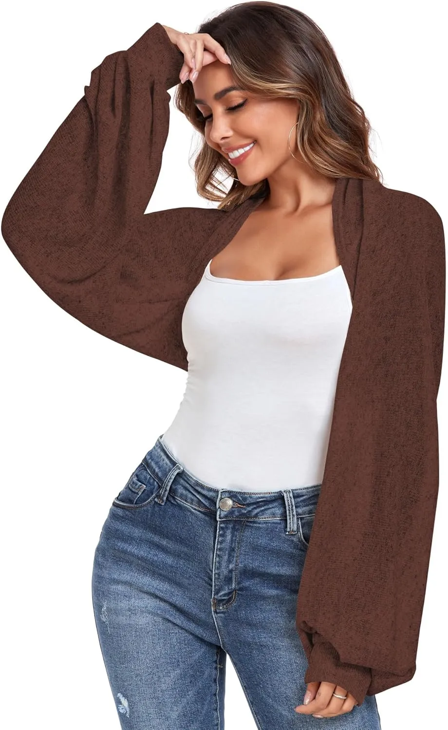 ZAFUL Women's Sheer Shrug Y2K Long Sleeve Cardigans 2025 Irregular Tie Front Bolera