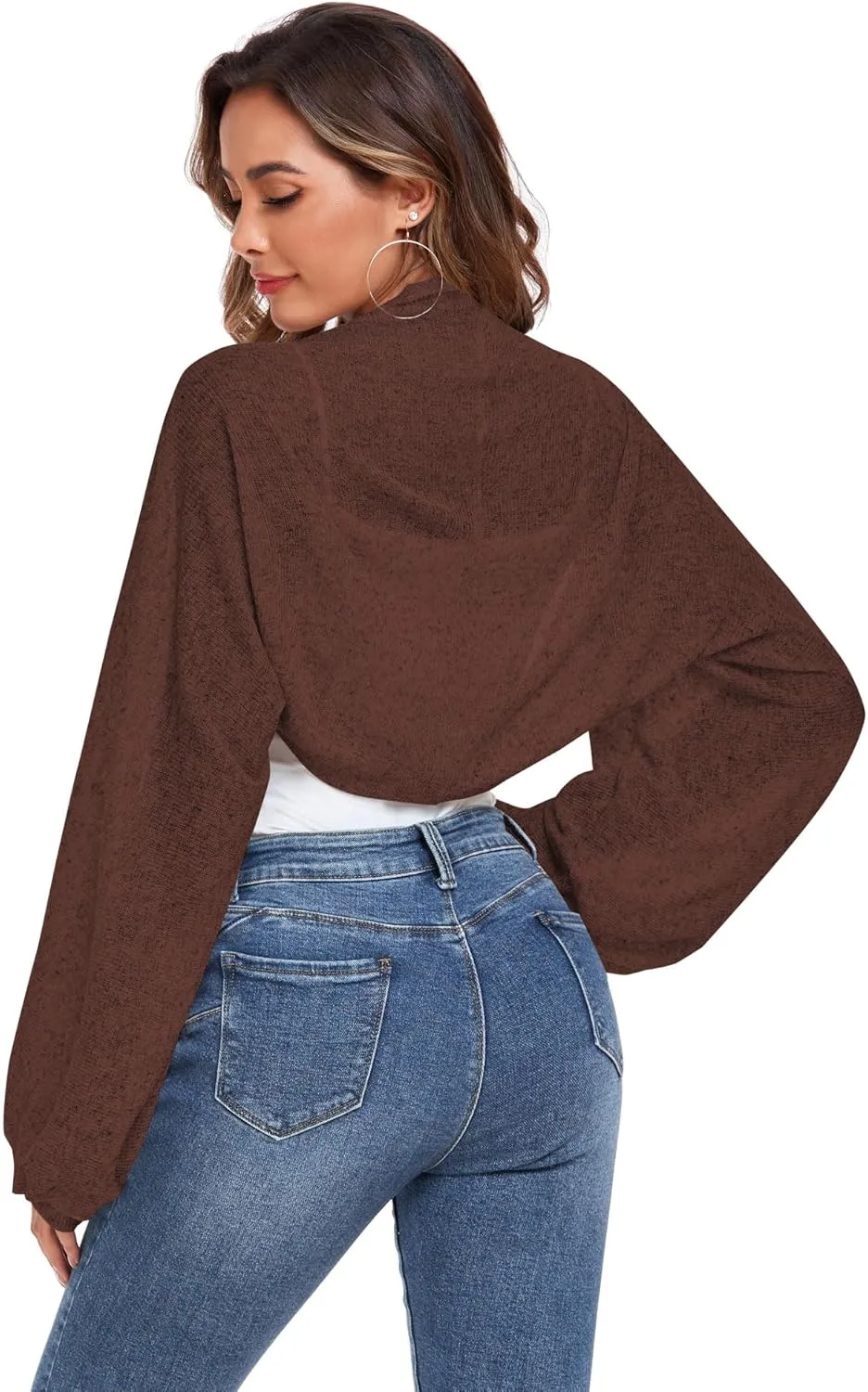 ZAFUL Women's Sheer Shrug Y2K Long Sleeve Cardigans 2025 Irregular Tie Front Bolera